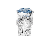 White gold Fancy Blue Heart  Solitaire Filigree Engagement Ring with Halo and Prong Setting_73