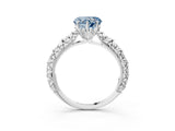 White gold Fancy Blue Heart  Solitaire Floral Milgrain Engagement Ring_34