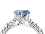 White gold Fancy Blue Heart  Solitaire Floral Milgrain Engagement Ring_35