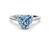 White gold Fancy Blue Heart  Solitaire Heart Prong Engagement Ring with Tapered Band_55