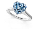 White gold Fancy Blue Heart  Solitaire Heart Prong Engagement Ring with Tapered Band_56