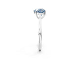 White gold Fancy Blue Heart  Solitaire Heart Prong Engagement Ring with Tapered Band_57