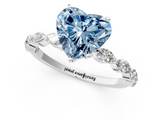 White gold Fancy Blue Heart  Solitaire Marquise Side Stone Prong Setting Ring_45