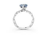 White gold Fancy Blue Heart  Solitaire Milgrain Diamond Engagement Ring with Bezel and Marquise Band_129