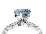 White gold Fancy Blue Heart  Solitaire Milgrain Diamond Engagement Ring with Bezel and Marquise Band_130