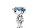 White gold Fancy Blue Heart  Solitaire Milgrain Diamond Engagement Ring with Bezel and Marquise Band_130