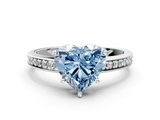 White gold Fancy Blue Heart  Solitaire Pavé Band Prong Setting Ring_20