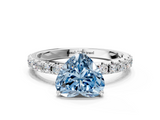 White gold Fancy Blue Heart  Solitaire Pavé Band with Four-Prong Setting_173