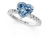 White gold Fancy Blue Heart  Solitaire Pavé Band with Four-Prong Setting_174