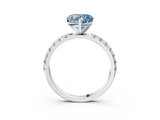 White gold Fancy Blue Heart  Solitaire Pavé Band with Four-Prong Setting_176