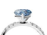 White gold Fancy Blue Heart  Solitaire Pavé Band with Four-Prong Setting_177