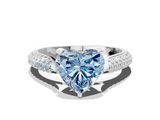 White gold Fancy Blue Heart  Solitaire Pavé Diamond Engagement Ring with Four-Prong Setting_180