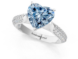 White gold Fancy Blue Heart  Solitaire Pavé Diamond Engagement Ring with Four-Prong Setting_182