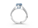 White gold Fancy Blue Heart  Solitaire Pavé Diamond Engagement Ring with Four-Prong Setting_184