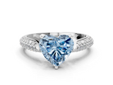 White gold Fancy Blue Heart  Solitaire Pavé Diamond Engagement Ring with Four-Prong Setting_189