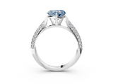 White gold Fancy Blue Heart  Solitaire Pavé Diamond Engagement Ring with Four-Prong Setting_192