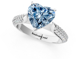 White gold Fancy Blue Heart  Solitaire Pavé Diamond Engagement Ring with Four-Prong Setting_198