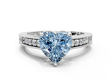 White gold Fancy Blue Heart  Solitaire Pavé Diamond Milgrain Engagement Ring with Four-Prong Setting_3