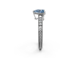 White gold Fancy Blue Heart  Solitaire Pavé Diamond Milgrain Engagement Ring with Four-Prong Setting_5