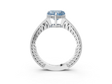 White gold Fancy Blue Heart  Solitaire Pavé Diamond Milgrain Engagement Ring with Four-Prong Setting_6