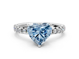 White gold Fancy Blue Heart  Solitaire Pave Diamond Engagement Ring with Four-Prong Setting_342