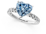 White gold Fancy Blue Heart  Solitaire Pave Diamond Engagement Ring with Four-Prong Setting_343
