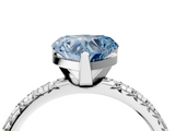 White gold Fancy Blue Heart  Solitaire Pave Diamond Engagement Ring with Four-Prong Setting_346
