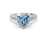 White gold Fancy Blue Heart  Solitaire Pave Split Shank Ring with Four-Prong Setting_105