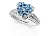 White gold Fancy Blue Heart  Solitaire Pave Split Shank Ring with Four-Prong Setting_106