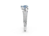 White gold Fancy Blue Heart  Solitaire Pave Split Shank Ring with Four-Prong Setting_107