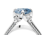 White gold Fancy Blue Heart  Solitaire Pave Split Shank Ring with Four-Prong Setting_109