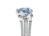 White gold Fancy Blue Heart  Solitaire Pave Split Shank Ring with Four-Prong Setting_110