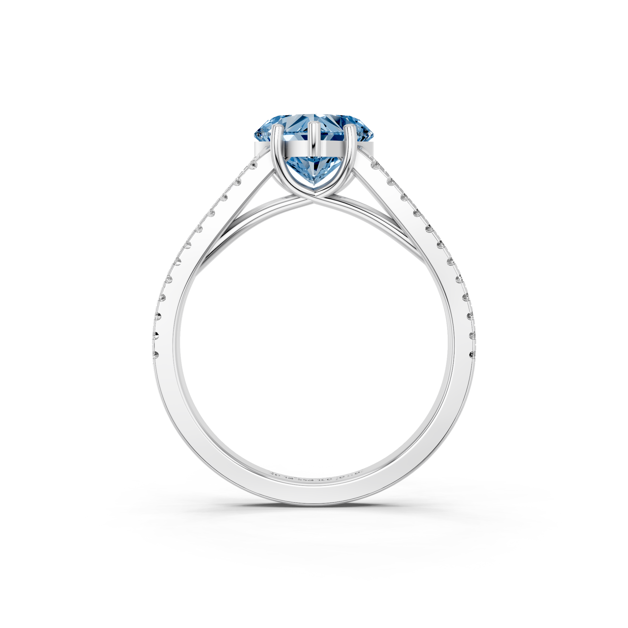White gold Fancy Blue Heart  Solitaire Split Shank Pavé Diamond Engagement Ring_258