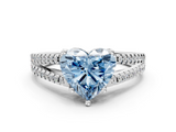 White gold Fancy Blue Heart  Solitaire Split Shank Pavé Diamond Engagement Ring_371