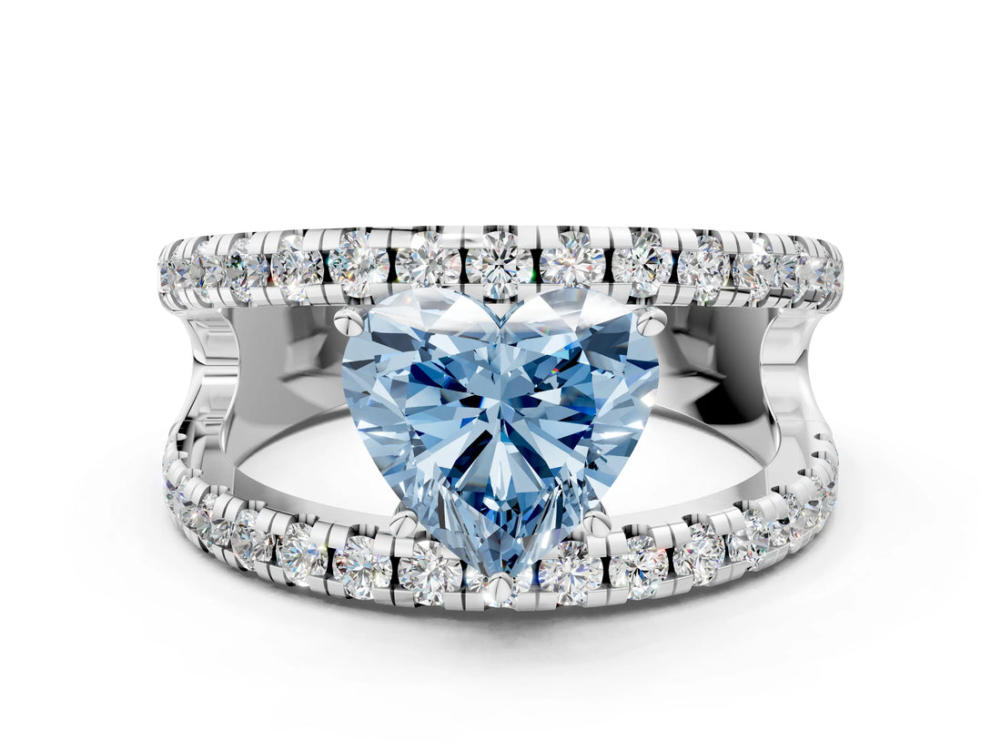 White gold Fancy Blue Heart  Solitaire Split Shank Pave Diamond Ring_42