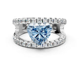 White gold Fancy Blue Heart  Solitaire Split Shank Pave Diamond Ring_44