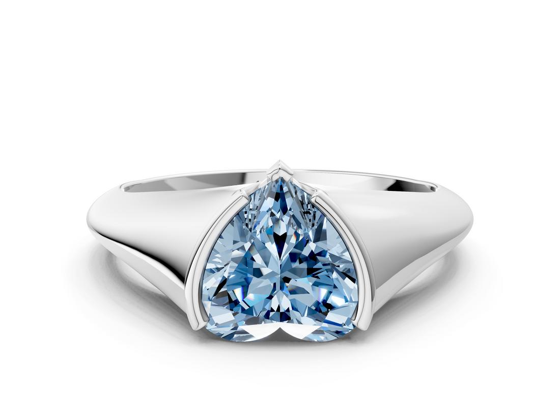 White gold Fancy Blue Heart  Solitaire Tension Set Diamond Ring_20