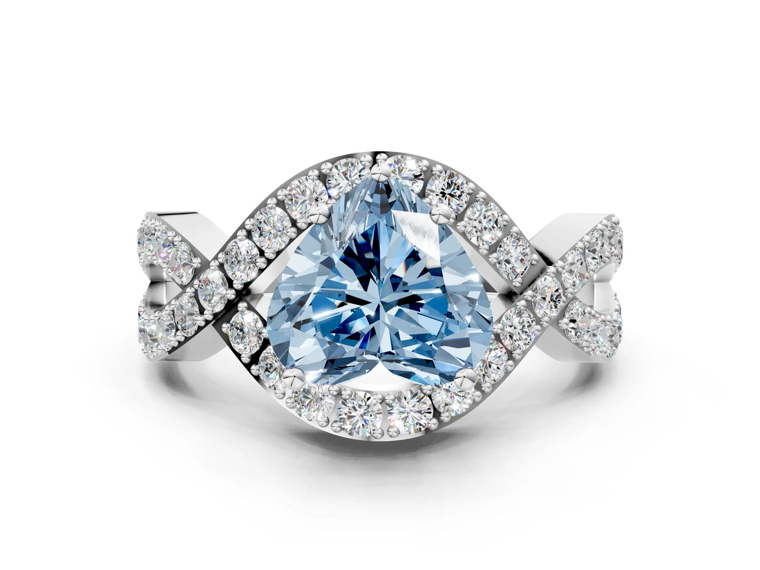 White gold Fancy Blue Heart  Solitaire Twist Band Pavé Diamond Engagement Ring_31