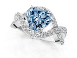 White gold Fancy Blue Heart  Solitaire Twist Band Pavé Diamond Engagement Ring_33