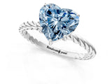 White gold Fancy Blue Heart  Solitaire Twist Band Ring with Four-Prong Setting_165