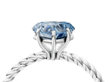 White gold Fancy Blue Heart  Solitaire Twist Band Ring with Four-Prong Setting_180