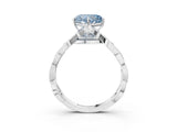 White gold Fancy Blue Heart  Solitaire Twist Band with Leaf Prong Setting 3