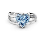 White gold Fancy Blue Heart  Solitaire Twist Band with Pavé Accents and Four-Prong Setting_20