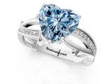 White gold Fancy Blue Heart  Solitaire Twist Band with Pavé Accents and Four-Prong Setting_21