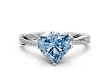 White gold Fancy Blue Heart  Solitaire Twist Band with Pavé Diamonds and Four-Prong Setting_65
