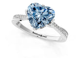 White gold Fancy Blue Heart  Solitaire Twist Band with Pavé Diamonds and Four-Prong Setting_66