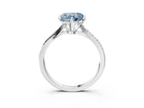 White gold Fancy Blue Heart  Solitaire Twist Band with Pavé Diamonds and Four-Prong Setting_68