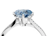 White gold Fancy Blue Heart  Solitaire Twist Band with Pavé Diamonds and Four-Prong Setting_69