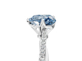 White gold Fancy Blue Heart  Solitaire Twist Band with Pavé Diamonds and Four-Prong Setting_70