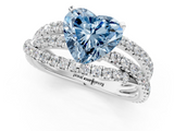 White gold Fancy Blue Heart  Solitaire Twist Band with Pavé Setting and Four-Prong Setting_115